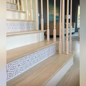 Modern stair riser removable vinyl decal